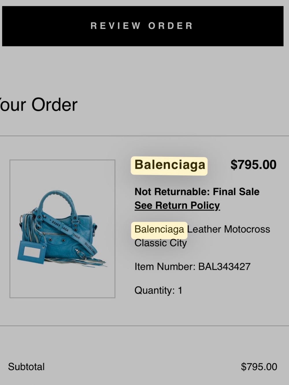 Balenciaga Turquoise Blue Classic Mini City Crossbody - Picture 14 of 14
